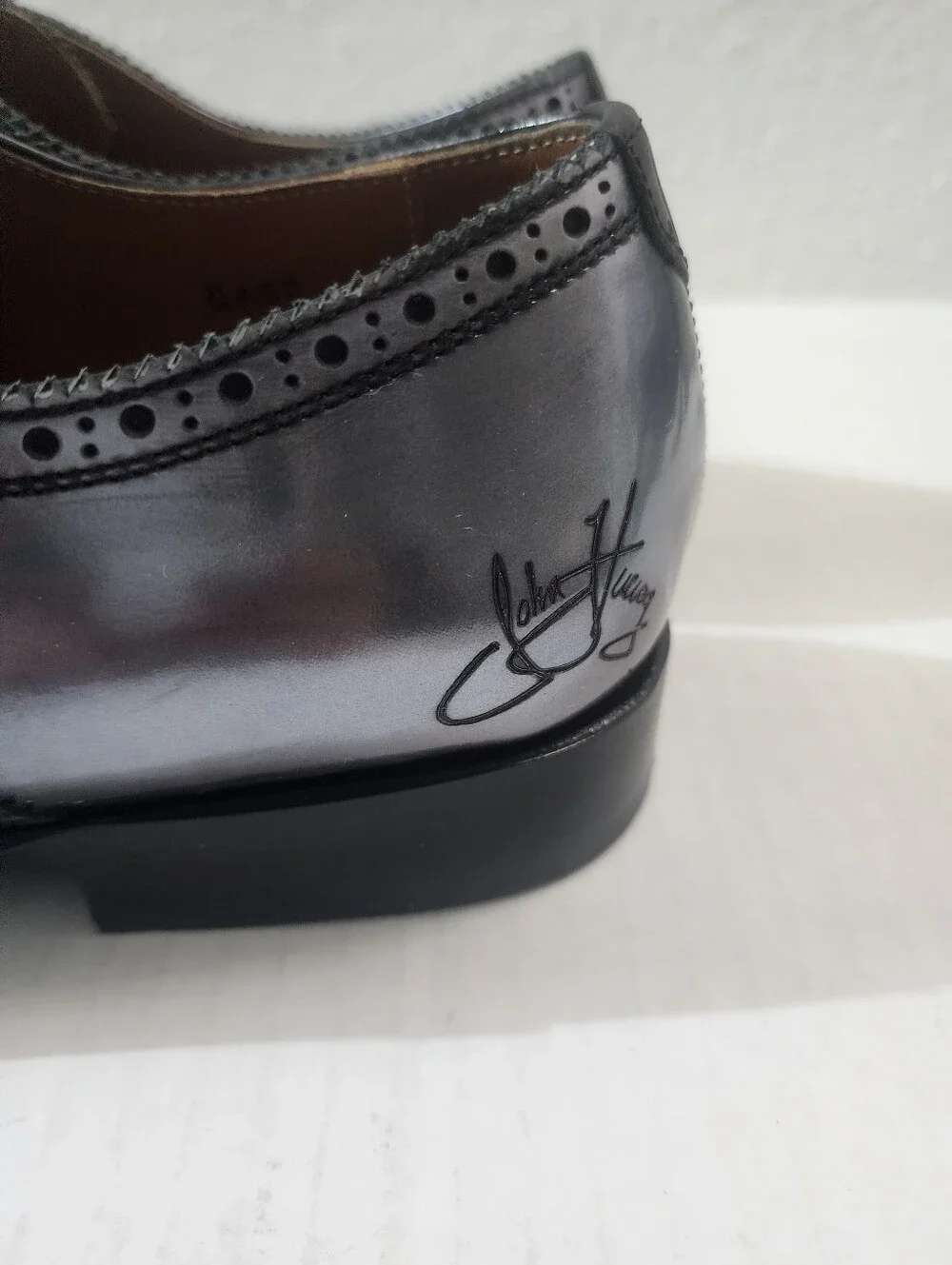 John Fluevog Brandenburg Metallic Black Leather Dress Brogue Oxford Shoes 11